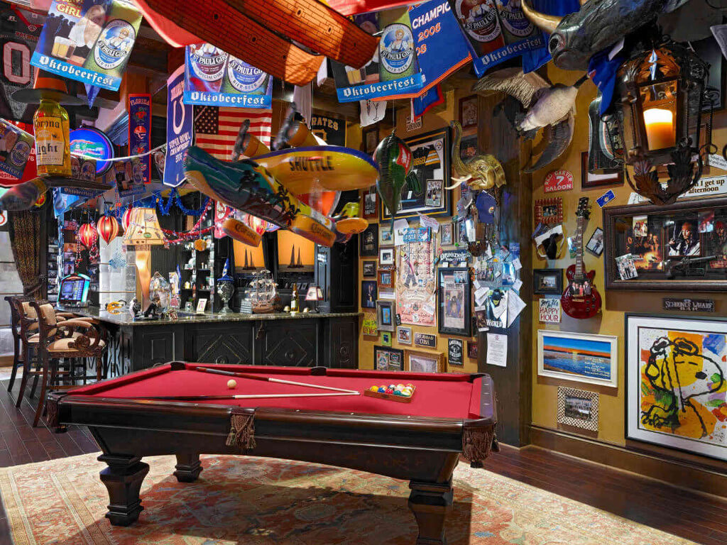 Room with billiard table