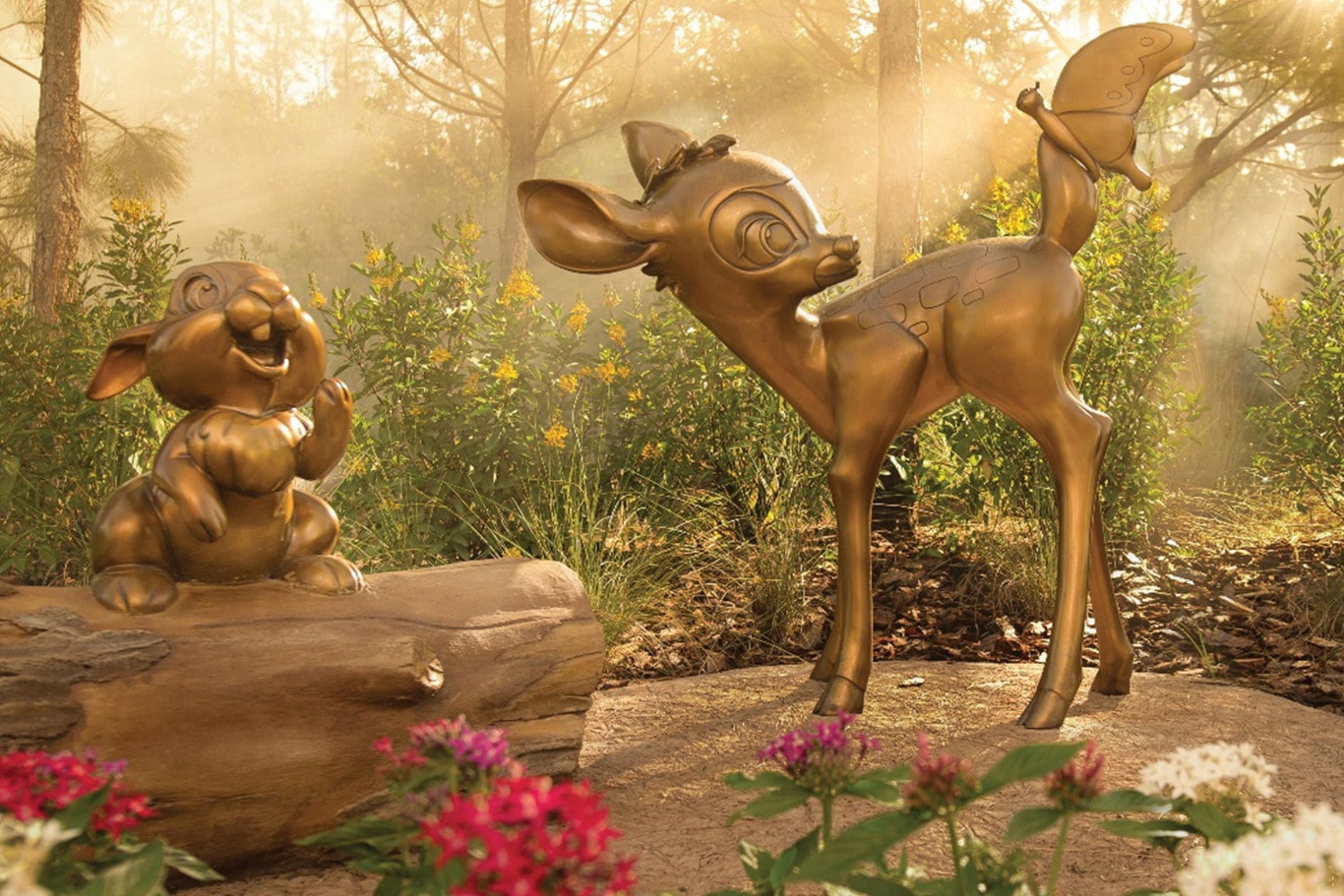 rabbit and deer golden statue